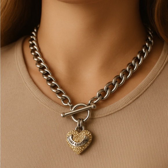 Juicy Couture Two-Tone Heart Pendant Necklace - Picture 1 of 4